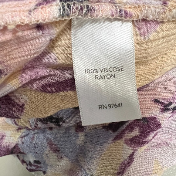 J Jill Pintucked Bell Sleeve Floral Blouse Womens 1X Purple Peach 3/4 Sleeve - Picture 7 of 10